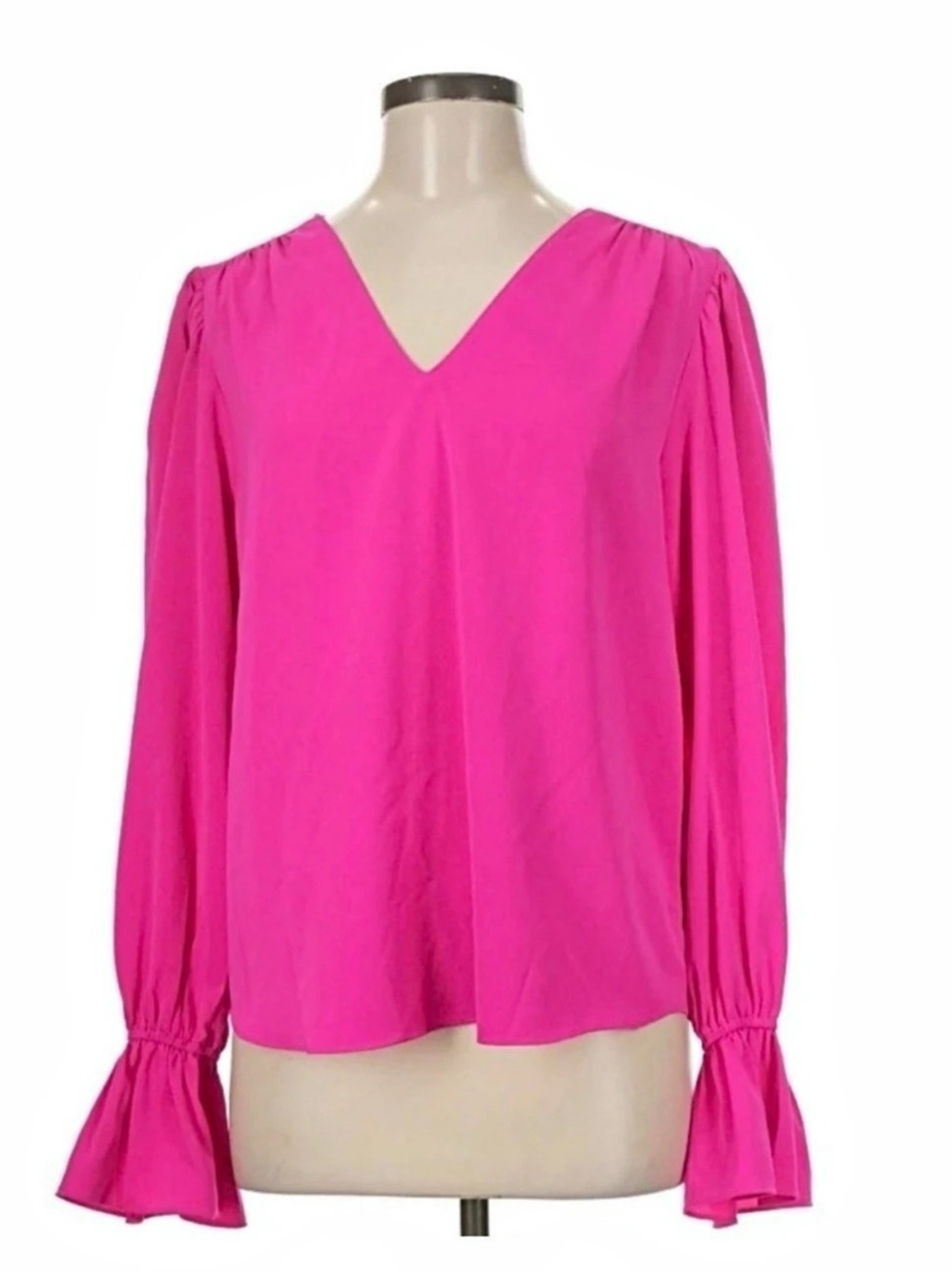1.STATE V-Neck Long-Sleeve Smocked-Cuff Blouse Pink Medium